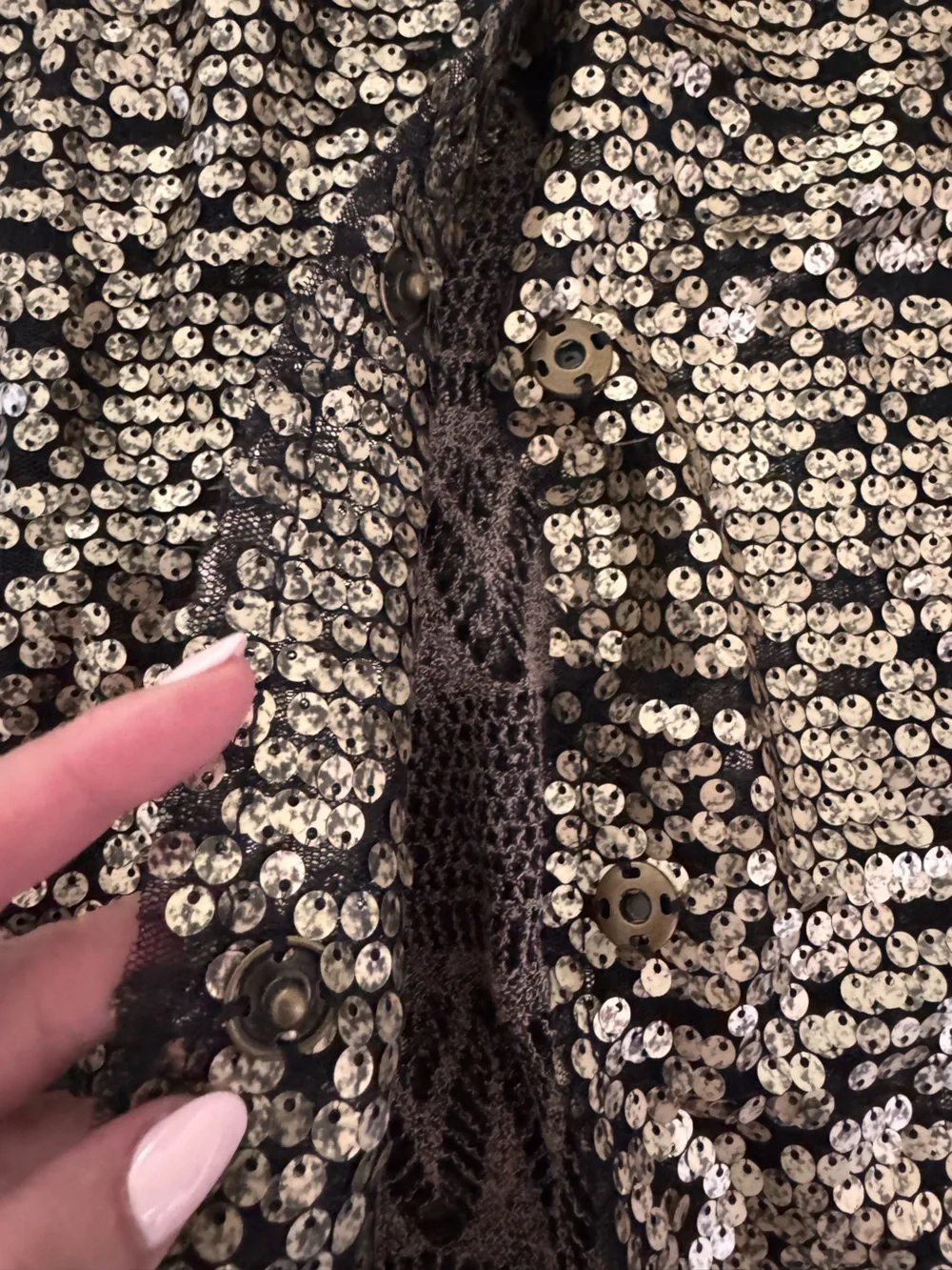 Free People Tarnished Stardust Sequin jacket in gold and black size M